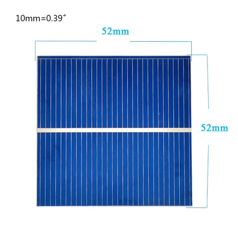 50 ark / sett 52 x 52mm polykrystallinsk silisium solcellepanel solcelle skjæreark pxpc