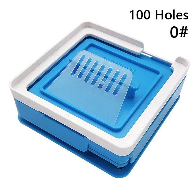 100 Holes Manual Capsule Filling Machine Manual Encapsulator Capsule Filling Board #000 #00 #0: Blue with plate
