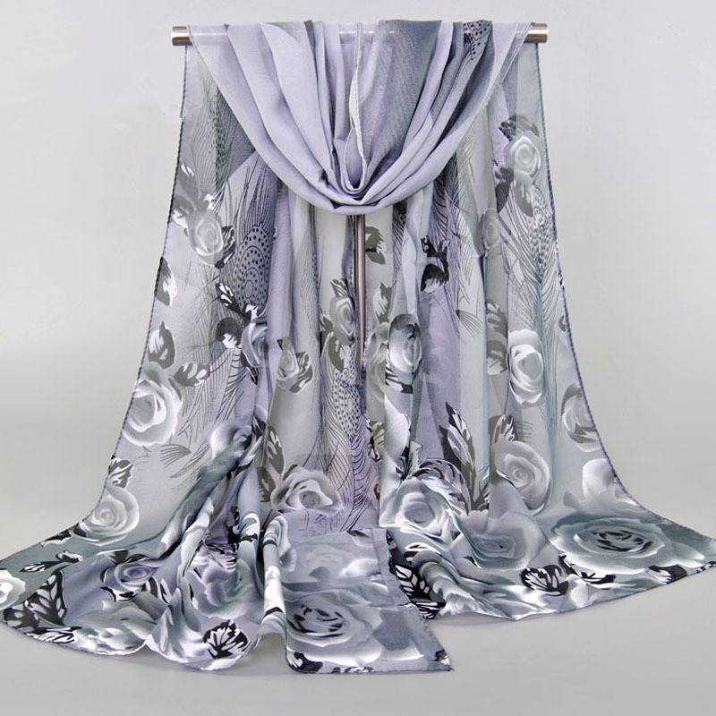 Uit india rose print chiffon polyester sjaals vrouw dunne sjaal tulband riem hijab mode arabische sjaals wrap: 2