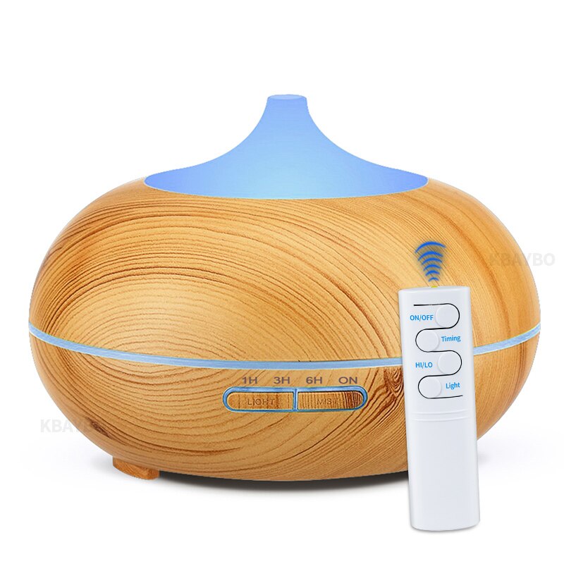 KBAYBO 550ml USB humidificateur d'air arôme diffuseur télécommande 7 couleurs changeantes LED lumières cool brumisateur fabricant purificateur d'air pour la maison: light wood