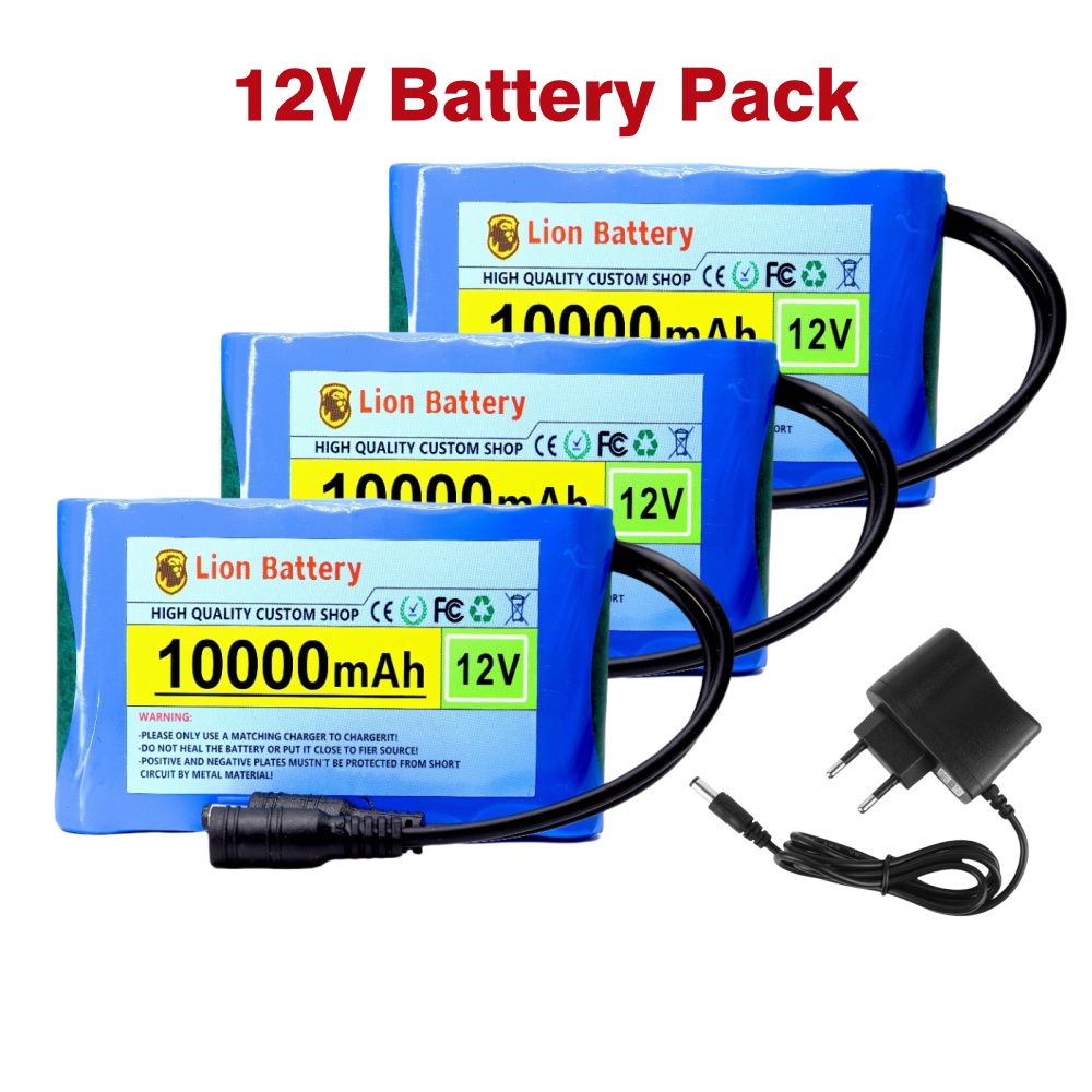 Original Portable Super 12V 10000mAh Battery Rechargeable Lithium Ion Battery Pack Capacity DC 12.6v 10Ah CCTV Cam Monitor