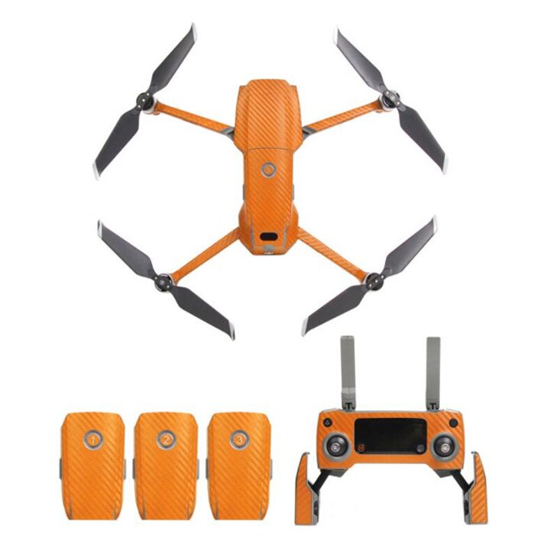 Oranje Koolstofvezel Pvc Decal Skin Sticker Voor Dji Mavic 2 Pro En Zoom Drone Body Bescherming Film + Remote controllers Cover