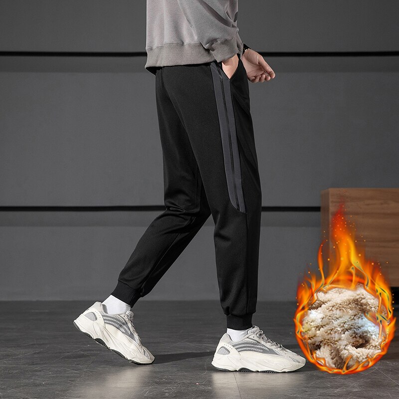 Winter Thick Warm Sports Pants Men Korean Style Trousers Men's Warm Drawers Autumn Winter Clothing Pants Mid-Waist Sportswear