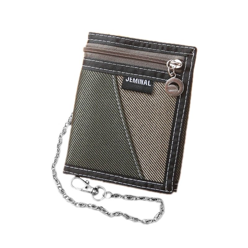 Portefeuille en toile pour homme porte-carte de crédit porte-clés porte-monnaie poche à langer