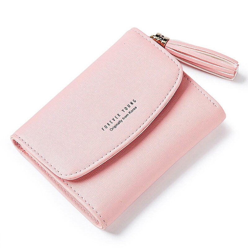 Tassel Women's Wallet With Card Holder Coin Purse Short Wallets Female Brand Ladies Purse Cover Carteira: Pink