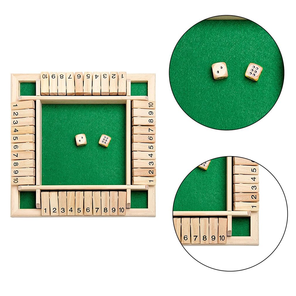 22,5x22,5 cm Kasten Würfel Brettspiel 4 Seitige 10 Anzahl Holz Klappen sterben Würfel Rollen für KTV Kneipe Bar Party Bord Spiel Trinken Stütze