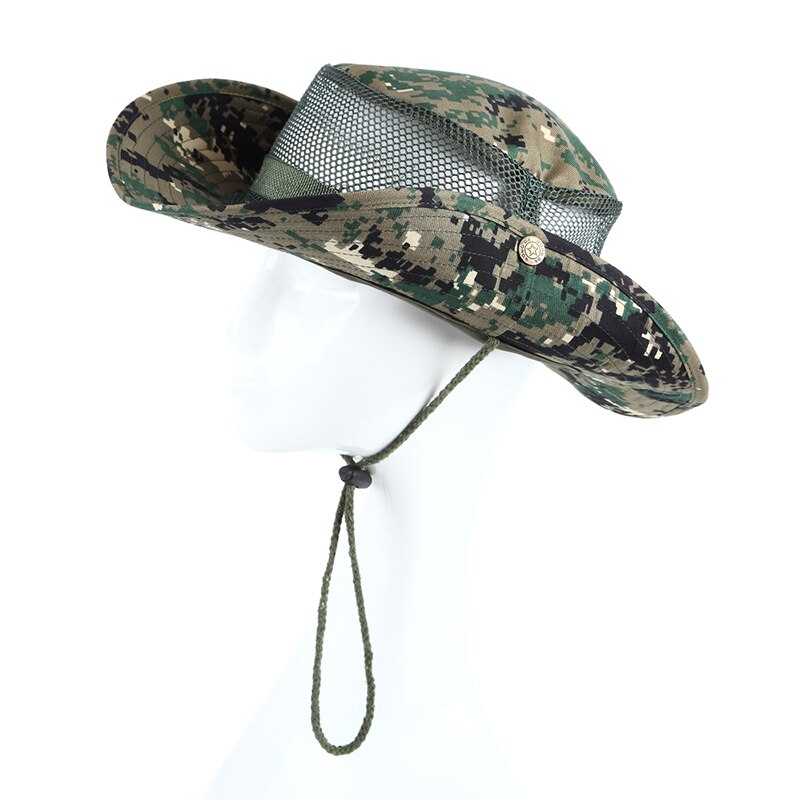 Unisex kvinner herre sommer avslappet trendy kamuflasje strand caps panama jazz nett lue sammenleggbar solhatt cowboy fedora print solhatt