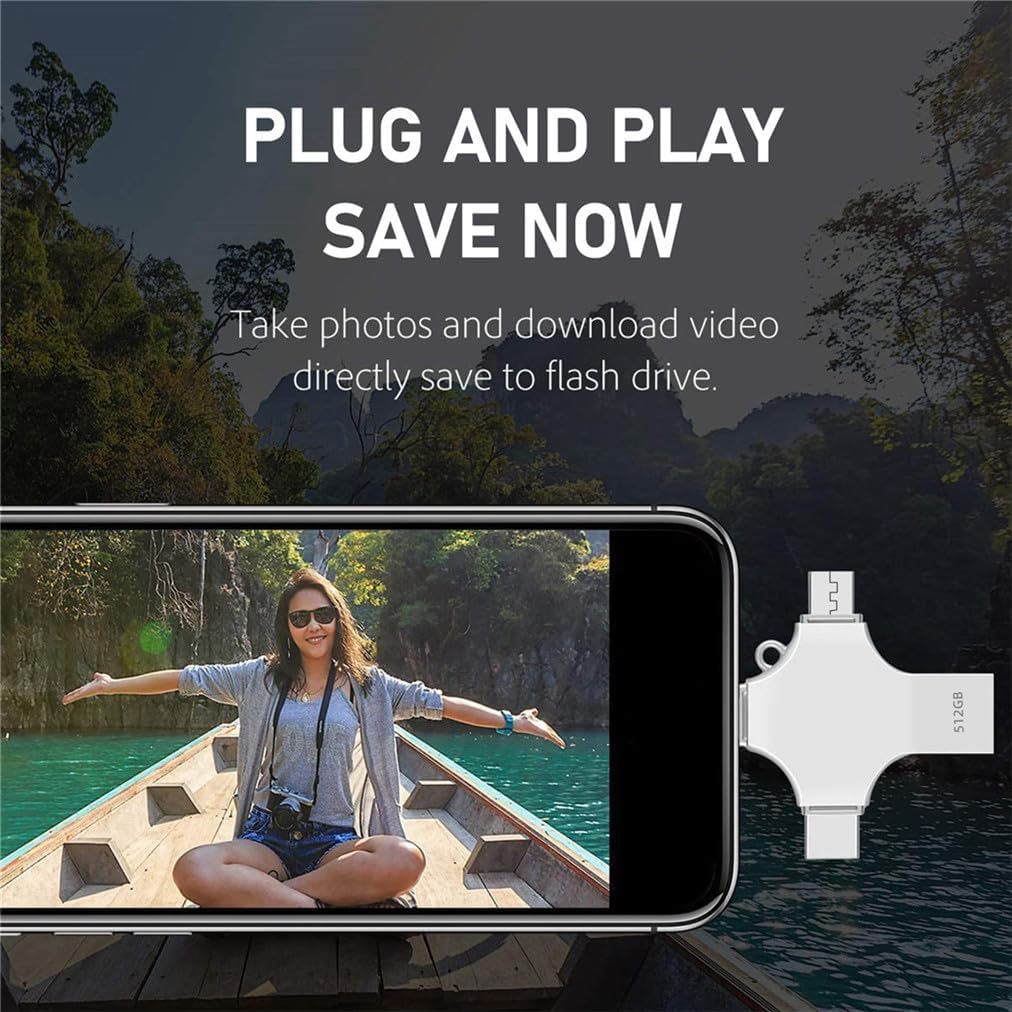 Memory Stick Flash Disk, Armazenamento Externo com Photo Type-C Mirco, iPhone, PC e iPad, Mais Dispositivos Compatíveis, 2TB, 1TB, Disco Flash 3.0