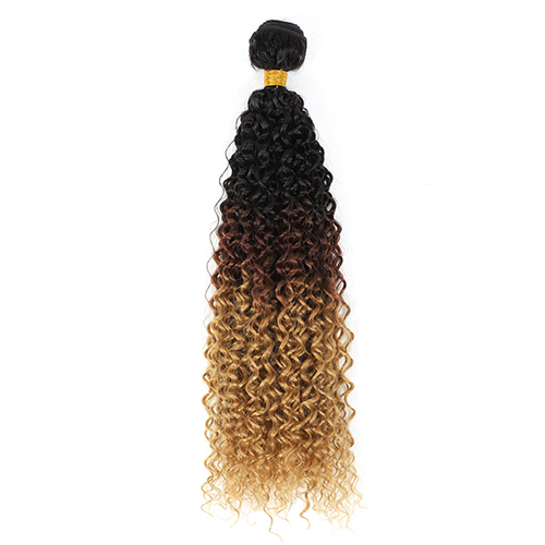Afro Curly Hair Bundles For African Women Synthetic High Temperature Fiber Hair Weaving Three Tone Ombre Color T1B/4/27 100g: 28inches
