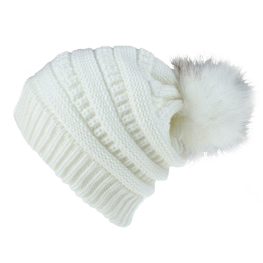 hats for women beanies Winter Wool Ball Hat Women's Knitting Hats Casual Caps Keep Warm Women Turbans