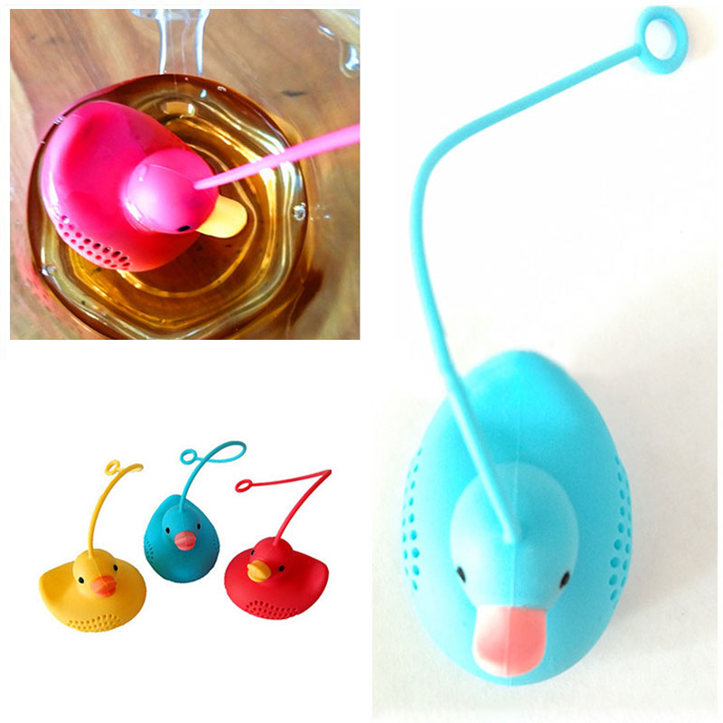 Food Grade Theezeefjes Herbruikbare Keuken Accessoires Losse Blad Diffuser Thee-ei Siliconen Eend Vorm Thee Zak Met String