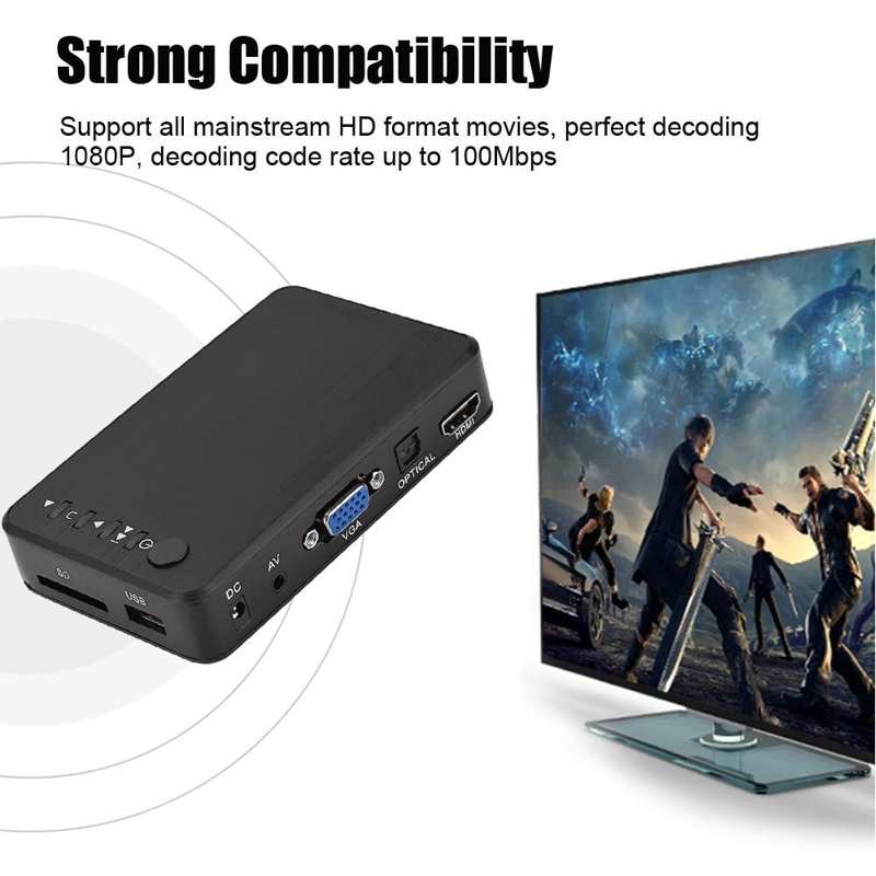Hdmi-Compatibel 1080P Hd Audio En Video Multimedia Speler Met Ir Afstandsbediening 110V-240V
