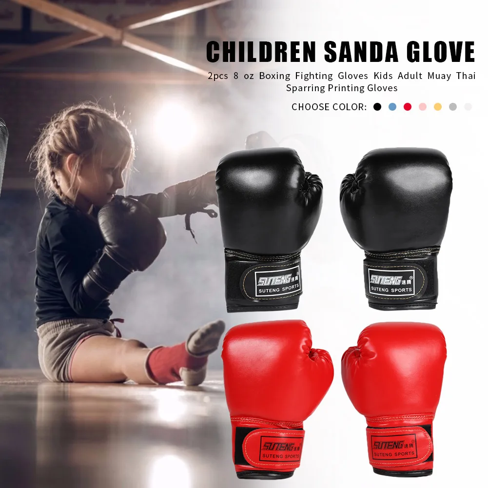 2 stks Kids Bokshandschoenen PU Leer MMA Vechthandschoenen Bokszak Kickboksen Thaise Handschoenen Professioneel voor Kinderen Kind Training