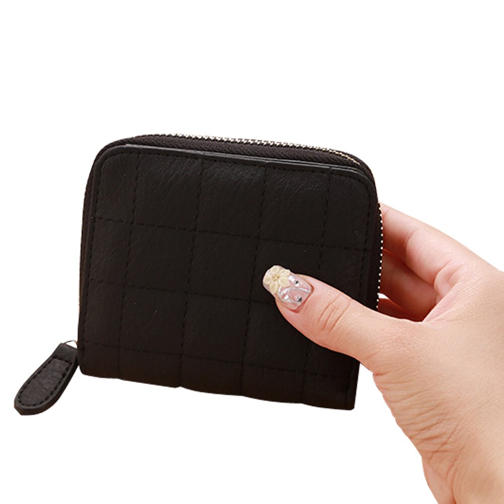 Women Ladies Wallet Leather Zip Coin Women Ladies Wallet Leather Zip Coin Purse Casual Handbag Small Mini Card Holder: Black