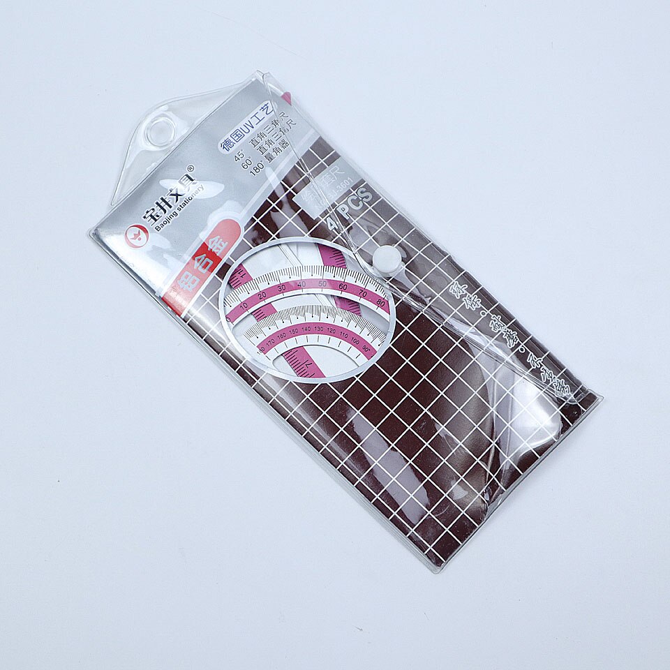Regla de aleación de aluminio para estudiantes, regla triangular de Metal geométrico, material escolar de oficina, 4 unids/set: 1 Red -BJ3601