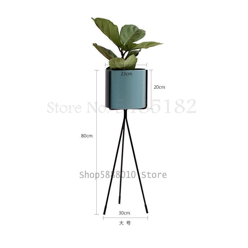Scandinavische smeedijzeren bloemenstandaard, eenvoudig en stijlvol, balkon, woonkamer, binnen, staand, groen bloemenrek: 80 x 30 x 20cm 5