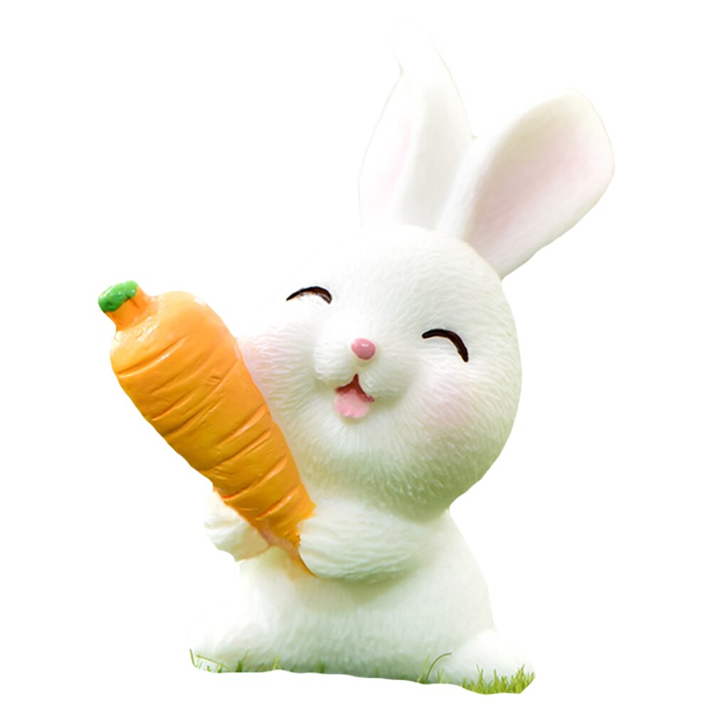 Mini Rabbit Statue Easter Bunny Model Resin Miniature Toy Micro Landscape Cartoon Carrot House Fairy Home Garden Decoration: A
