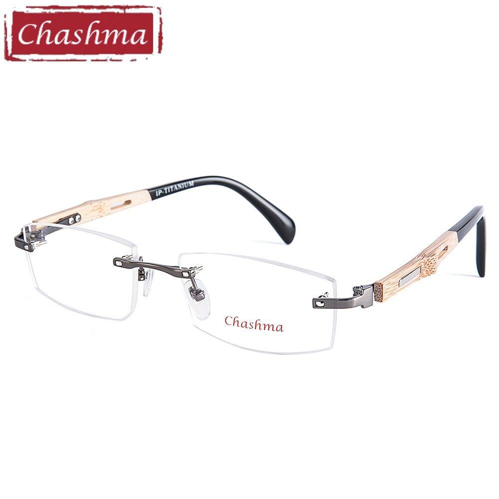 Chashma-lunettes œil en titane pur | Lunettes en bois de bambou, montures hommes sans monture