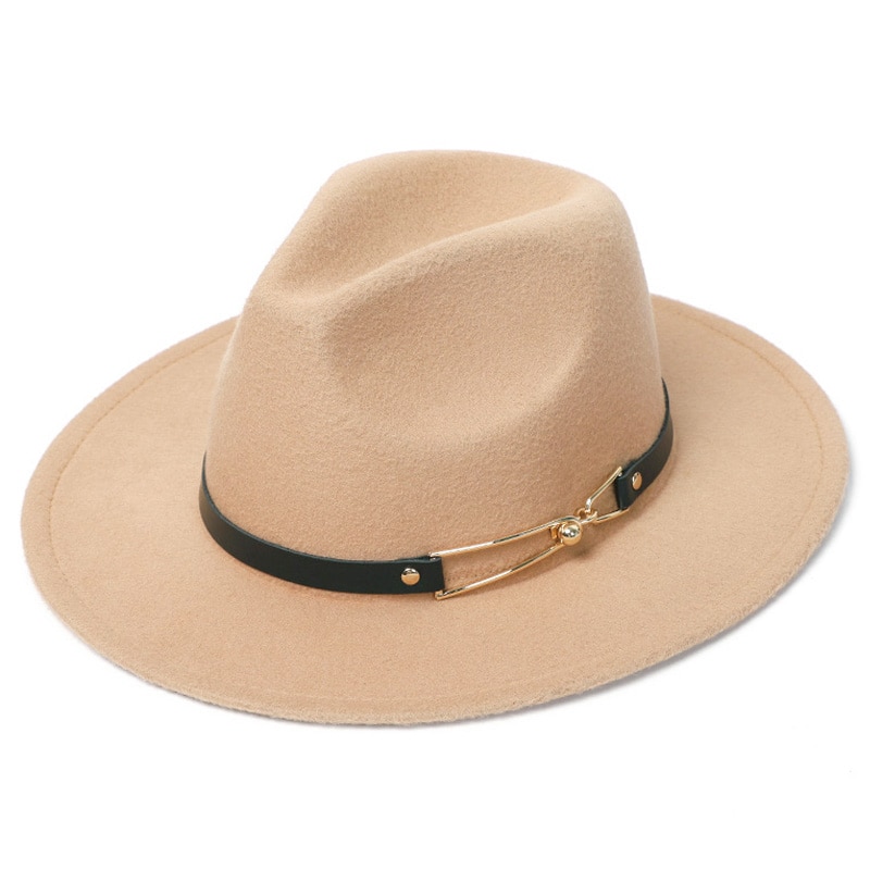 Menn kvinner bredkant ullfilt fedora panama hatt med belte spenne jazz trilby lokk fest formell topp lue