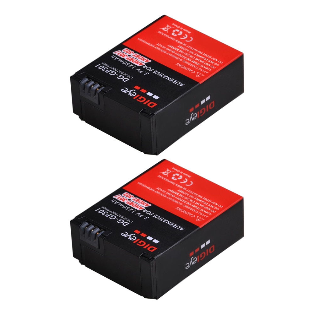 2Pcs 1250Mah AHDBT-301 Batterijen Voor Gopro Hero3 Batterij Gopro Hero 3 Hero 3 + Acties Sport Camera Accessoires