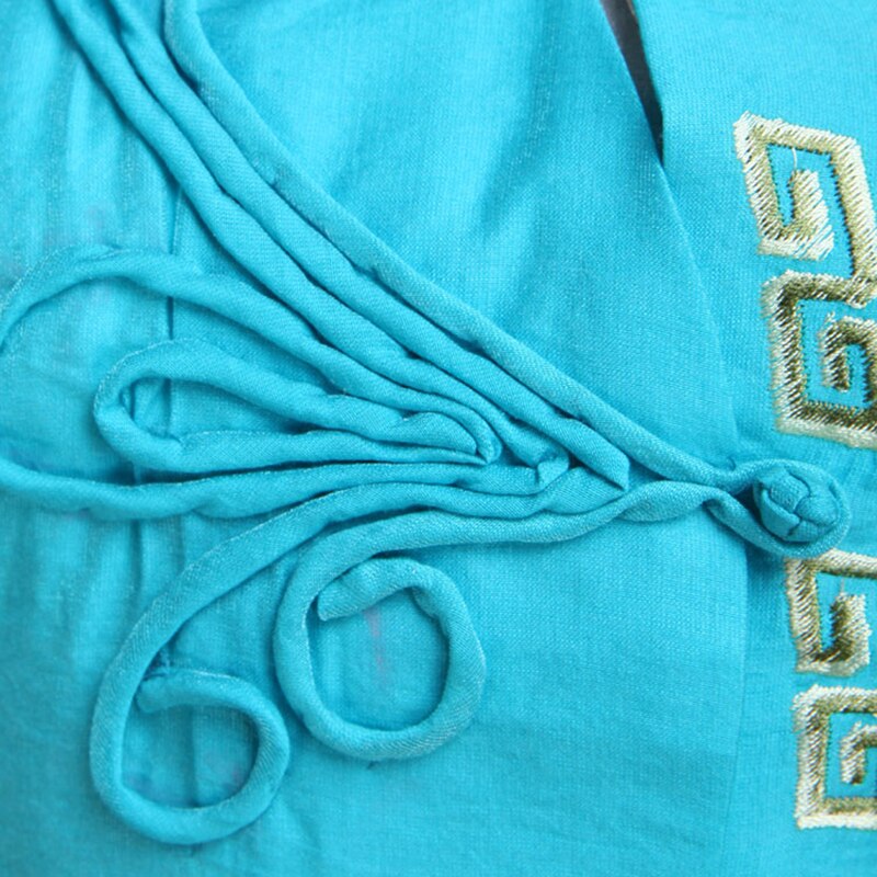 Hanfu tang pak dames top zomer ober thee kunstenaar werkkleding top zomer moeder korte mouw geborduurd opstaande kraag kleding