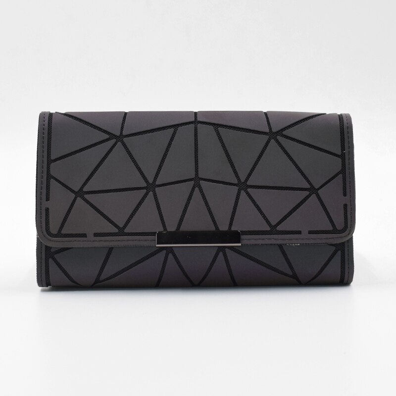 Womens Long Wallet Clutch Luminous Geometric Standard Wallets Purse Women Hologram Zipper Wallet Bag Card Holder