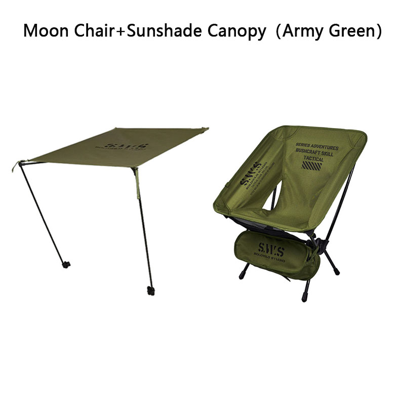 WELLHIKE Sommer Sonnenschirm Markise Mond Stuhl Camping Strand Angeln Camping Leichter Klappstuhl Freizeit Rückenlehne Stuhl: Armee Grün