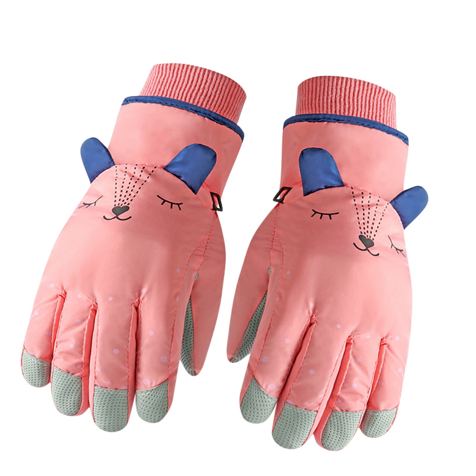 Children Ski Gloves Winter Warm Gloves Boys Girls Waterproof Windproof Non-slip Snow Mittens Snowboard Extended Wrist Gloves: Pink