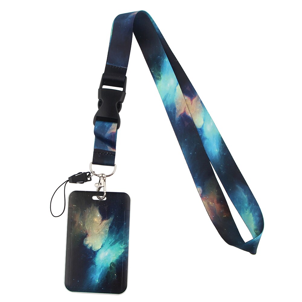 CB895 Starry Sky Rainbow Lanyard Detachable Multifunction Strap ID Card Key Ring Holder DIY Cell Phone Lanyard Strap