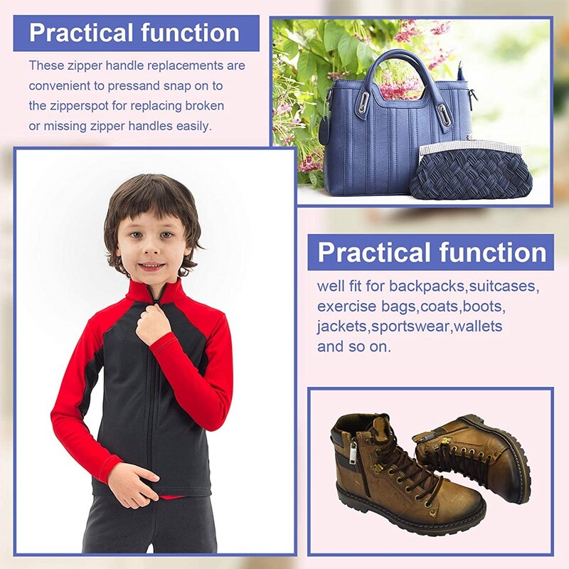 12Pcs Zipper Pull Tab Replacement Metal Zipper Handle Replacement Zipper Extender Handle Mend Fixer Repair Zipper Slider