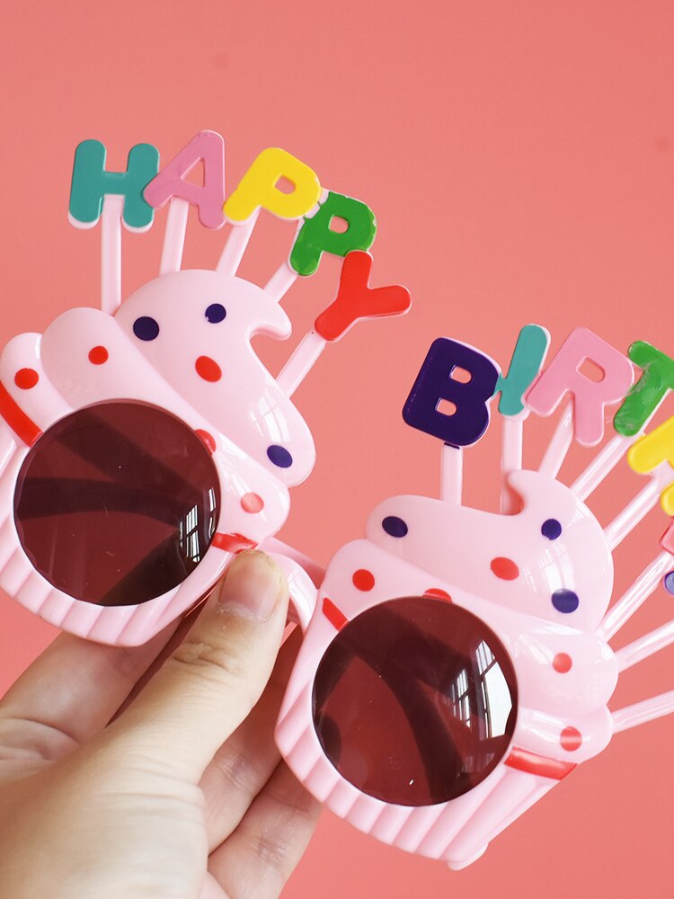 Grappige Verjaardag Bril Dolfijn Ballon Creatieve Kinderen Happy Birthday Party Cake Decoratie Plug-In Taart Jurk Up Ornamenten