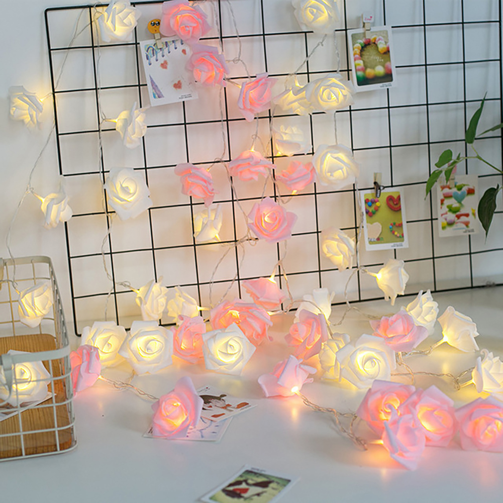 10/20Leds Garland Artificial Flower Bouquet String Lamps Foam Rose Fairy Lights For Valentine's Day Christmas Wedding Decoration