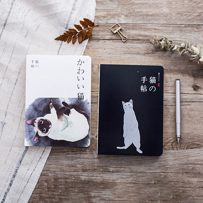1Pcs 80 Sheets Cute Cat Notebook Paper Sketch Book Office School Supplies Blank Vintage Sketchbook Diary Drawing