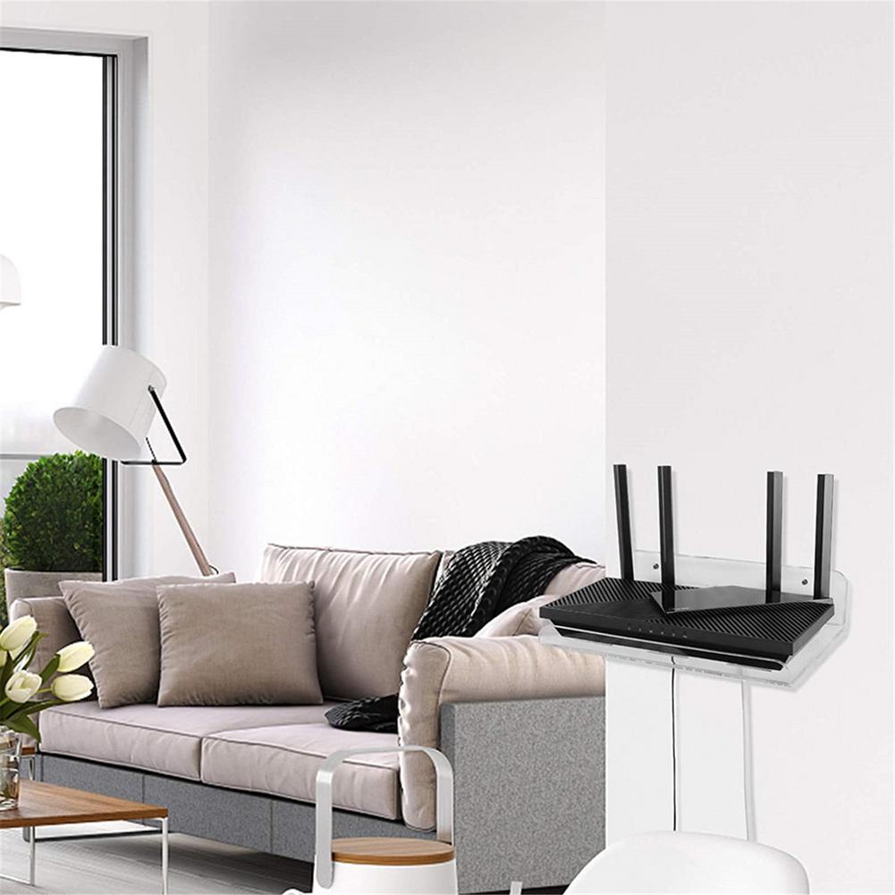 Acrylic Router Wall Bracket Floating Router Rack WiFi Router Storage Rack TVSet Top Box Organizer Holder Bracket For Home Office