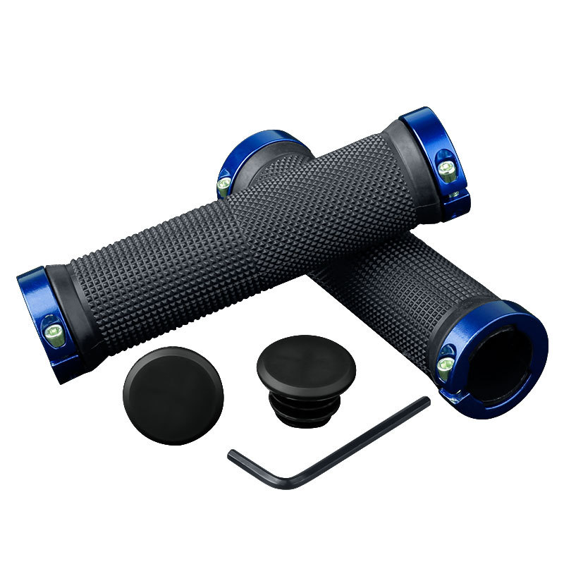 Puños de aleación de goma PE para bicicleta de montaña, puños de bloqueo Bilateral, empuñadura antideslizante, manga de manillar de ciclismo, accesorios de bicicleta BMX: AZUL MIST