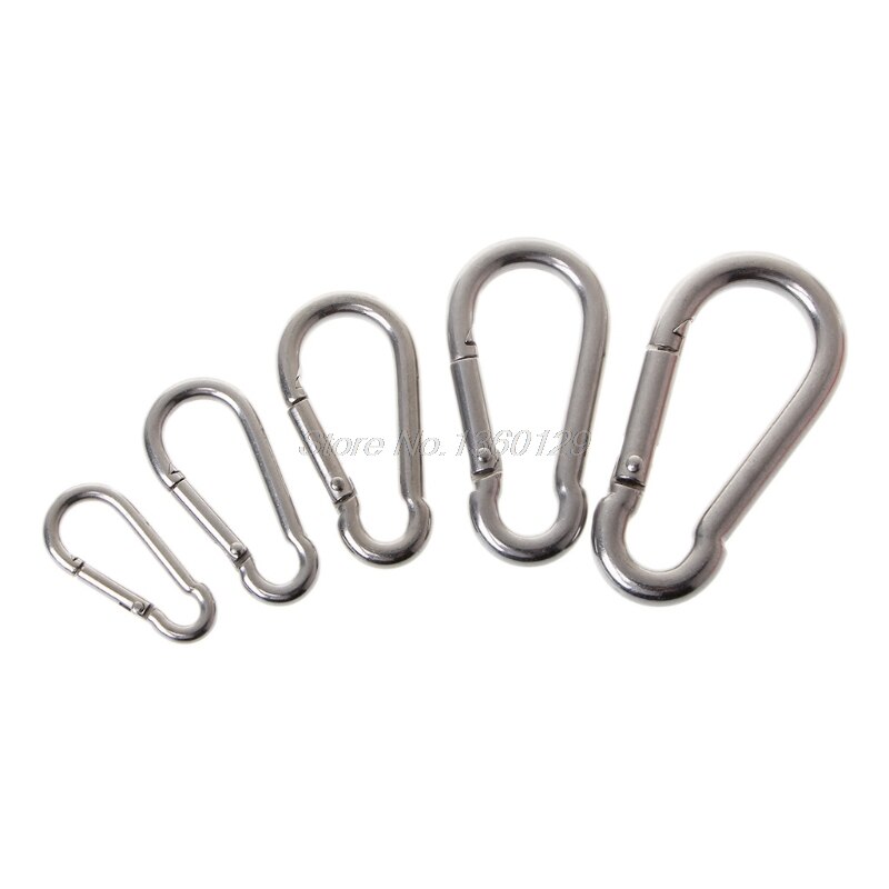 304 Stainless Steel Spring Carabiner Snap Hook Keychain Quick Link Lock Buckle 5 sizes &amp;