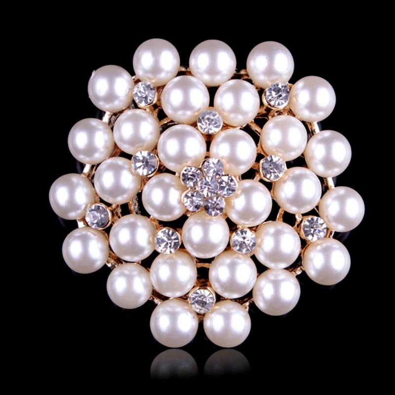 10 PCS Nachahmung Perlen und Kristall Blume Pins Hochzeit Bouquets Broschen