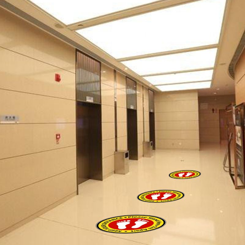 5PCS Social Distancing Shop Floor Stickers Anti Slip Stay Safe Sign Pasters MOLA