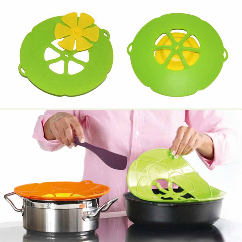 Spill Stopper Lid Cover Silicone Boil Over Safeguard Anti Spiill Cover Cooking Kitchen Tool Boil Over Spill Stopper Pot Pan Lid