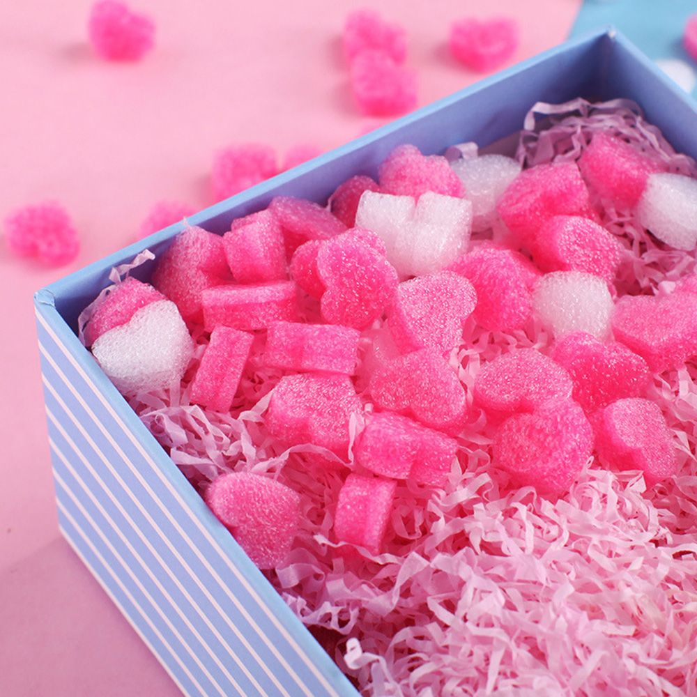 100PCS/bag Pink Mini Heart Love Beads Foam Strip Box Flower Box Fluffy FillerWedding Packing DIY Party Supplies