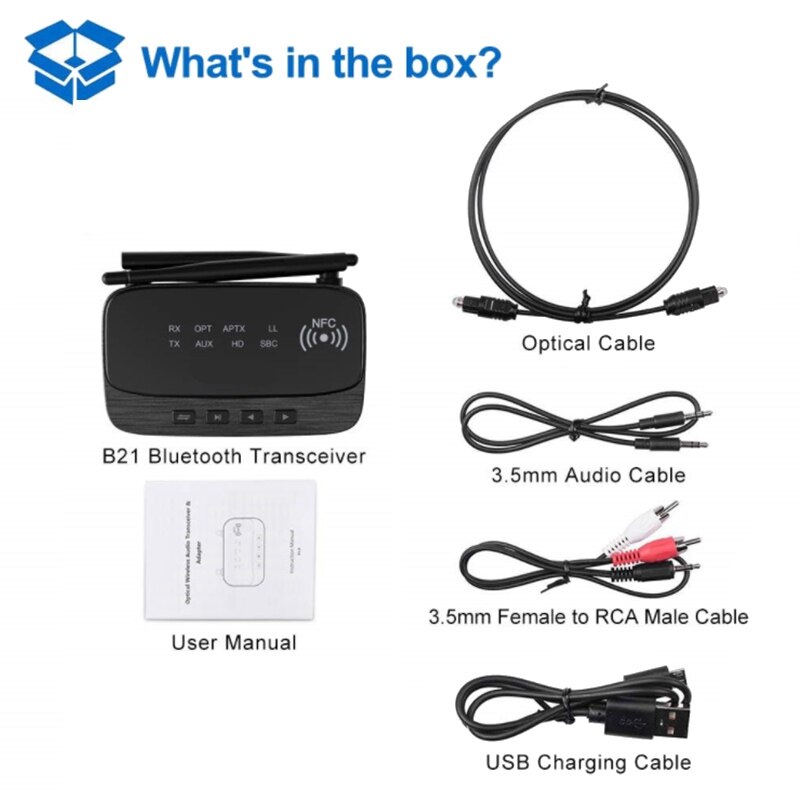 Aptx HD Low Latency Bluetooth 5.0 Audio Transmitter Receiver SPDIF 3.5Mm AUX Jack RCA Wireless Adapter for Car TV PC