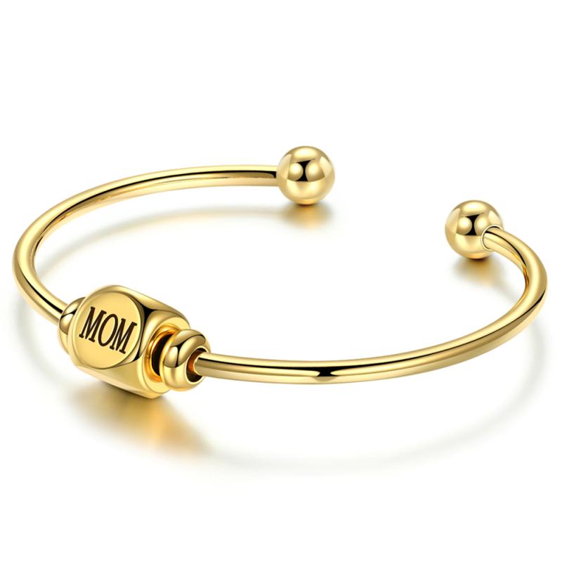 Diy Graveren Mom Armband I Love U Mom Roterende Kraal Manchet Armband Thanksgiving Vrouwen: Goud-kleur