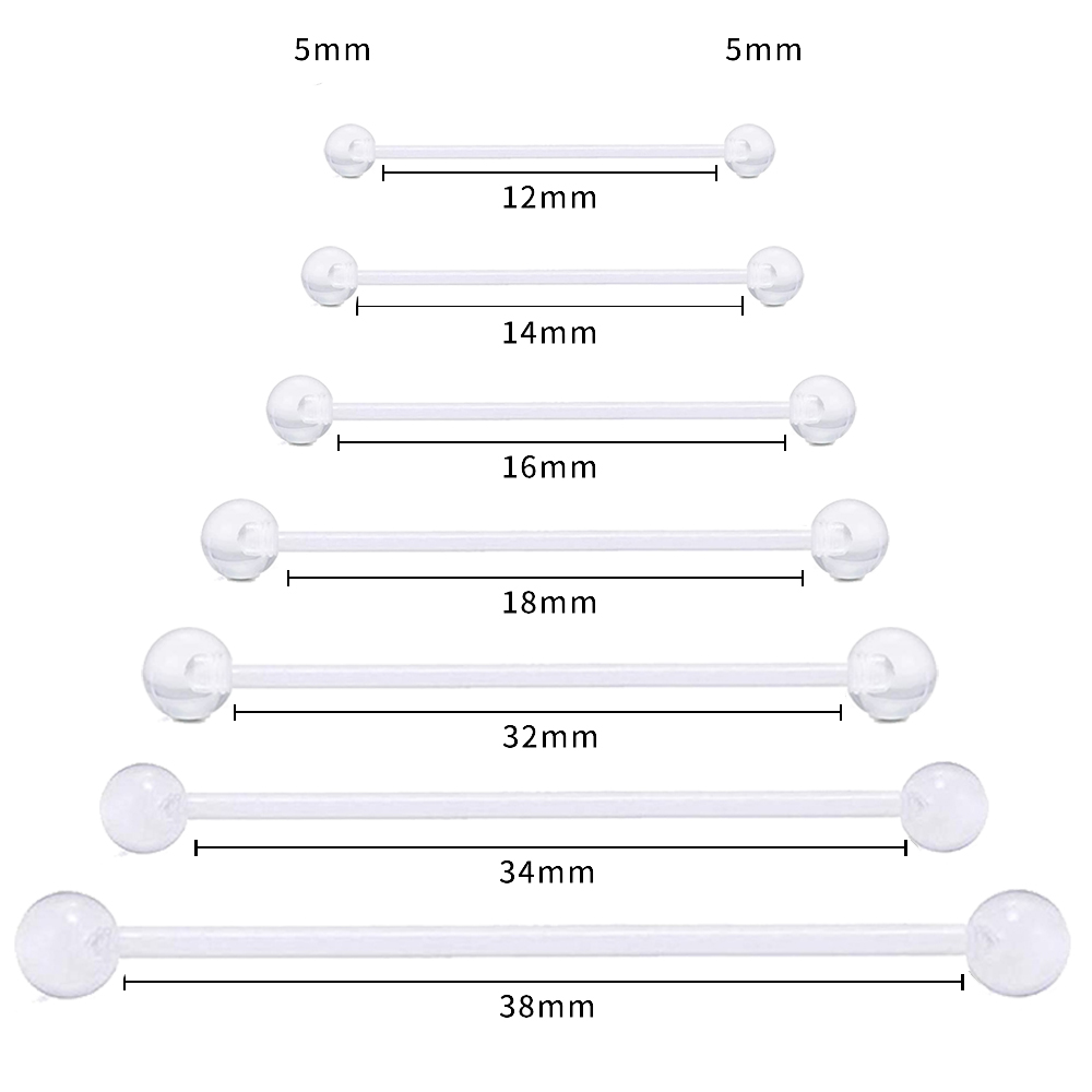 5 Stuks Set Body Piercing Sieraden Transparant Acryl Industriële Tong Ringen Barbell Bars Vrouwen Accessoires Tong Bar Oor Brug