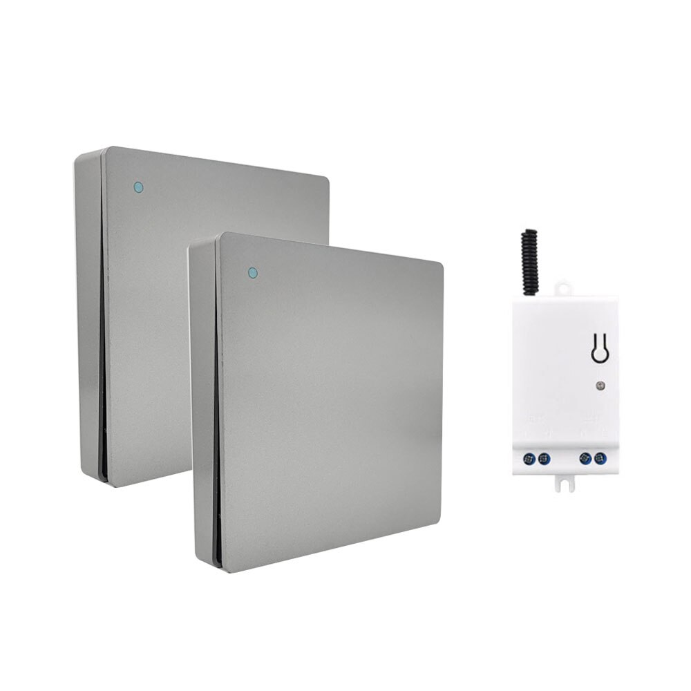 RF433 Wireless Wall Light Switch Self-Powered Remote Control No Battery No Wire IP54 Waterproof Indoor Outdoor switc: Gray 2-1