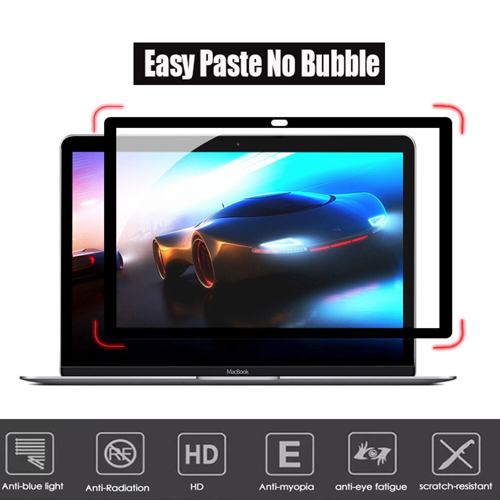 Plakken Geen Bubble Schermen Beschermende film met Zwart Frame Voor MacBook 12 inch
