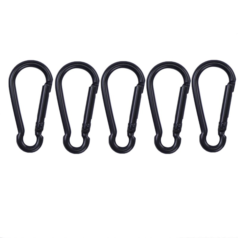 5 Stuks Zwart Aluminium Kalebas Soort Karabijnhaak Lente Clip Sleutelhanger Haak Voor Thuis Outdoor Camping Wandelen Traval Vissen Rugzak Bottl: 5T1