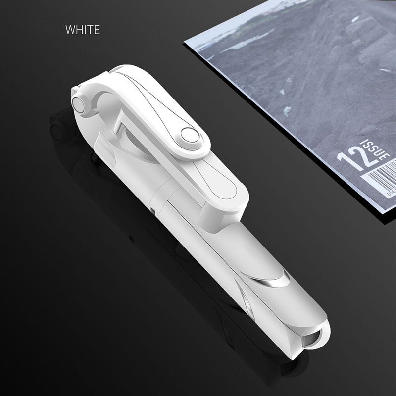 Bluetooth kontrol selfie stick stativ 360 ° controller fjernbetjening fotografi selfie stativ artefakt stang foldbar til alle mobil telefoner: Hvid