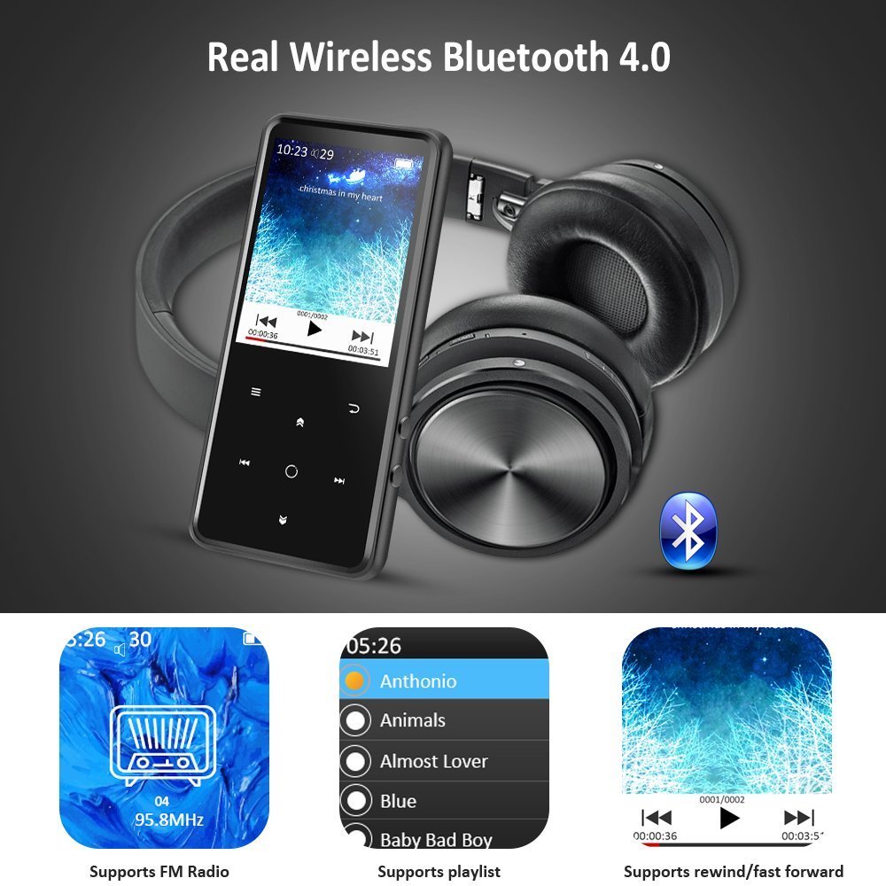 16gb bluetooth 4.0 mp4- player ,2.4-- zoll-farbbildschirm verlustfreier musik-player mit lautsprechern fm-radio/recorder walkman-musik-player