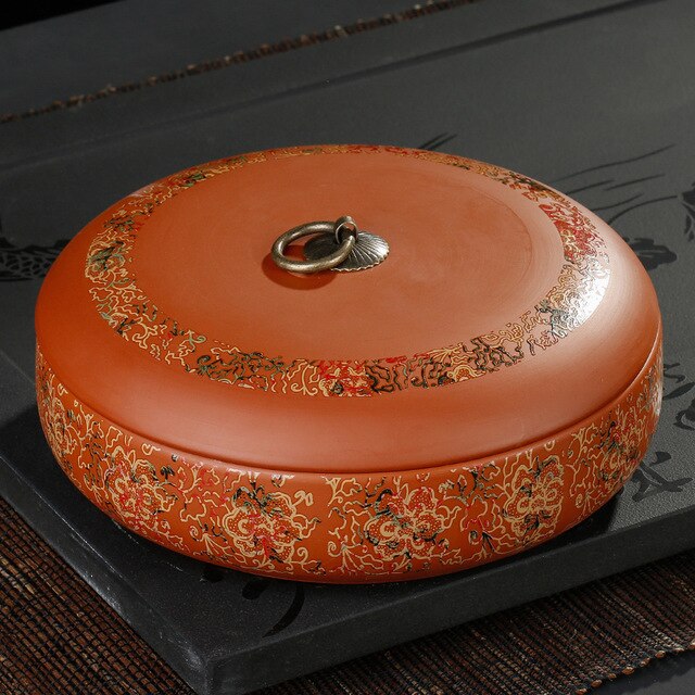 Caja de almacenamiento de té de estilo chino Puer, cajas de sellado de de arte púrpura Natural, tarros de café, granos, recipiente de Caddy, bandeja de caramelos y nueces: Pattern 15