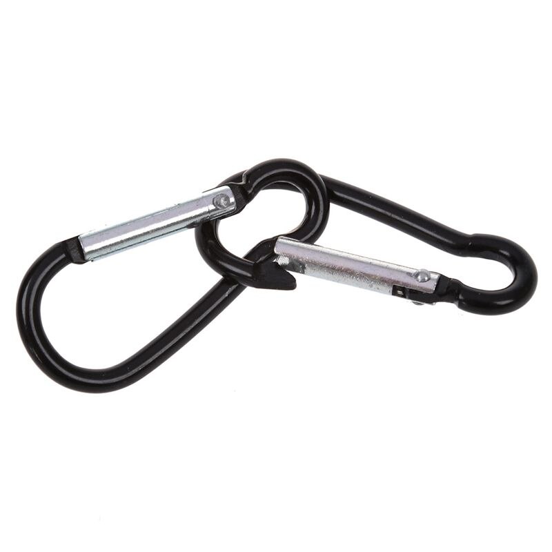 Outdoor Hiking Black Spring Clip Lock Carabiner Hook 8 Pcs
